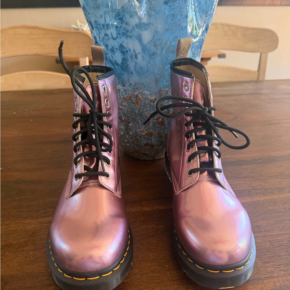 Dr. Martens Metallic Pink Ankle Boots